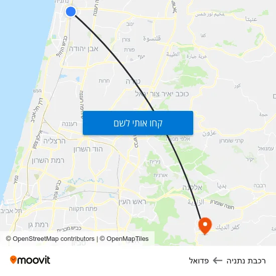 מפת רכבת נתניה לפדואל