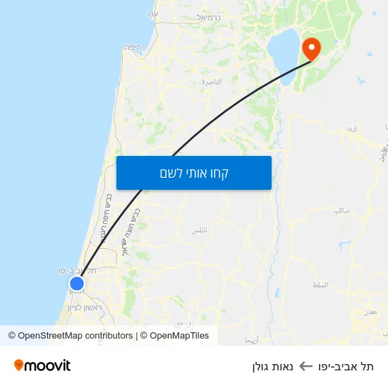 מפת תל אביב-יפו לנאות גולן