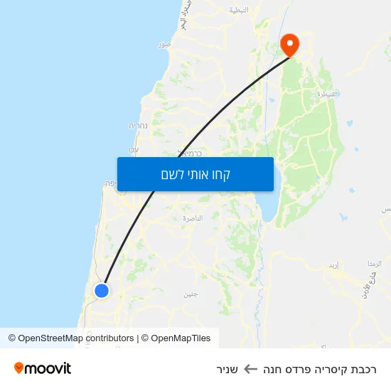מפת רכבת קיסריה פרדס חנה לשניר
