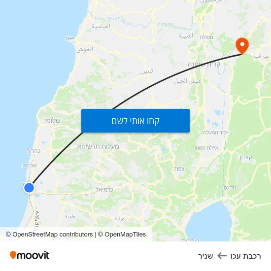 מפת רכבת עכו לשניר