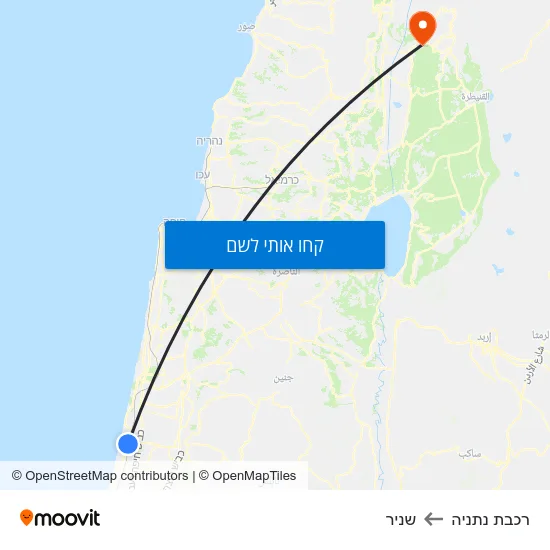 מפת רכבת נתניה לשניר