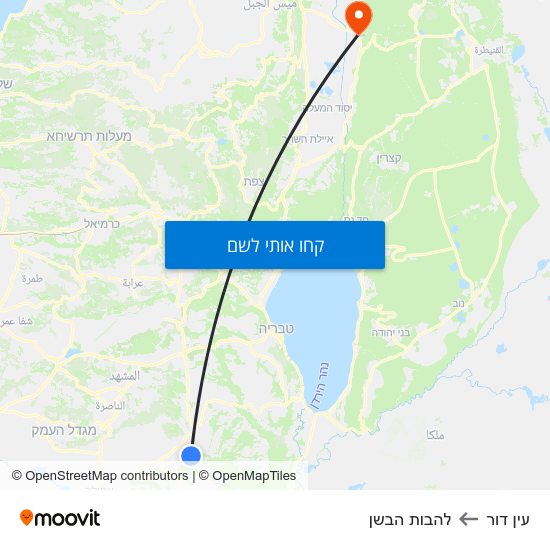 מפת עין דור ללהבות הבשן