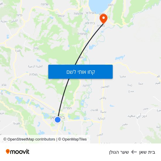 מפת בית שאן לשער הגולן