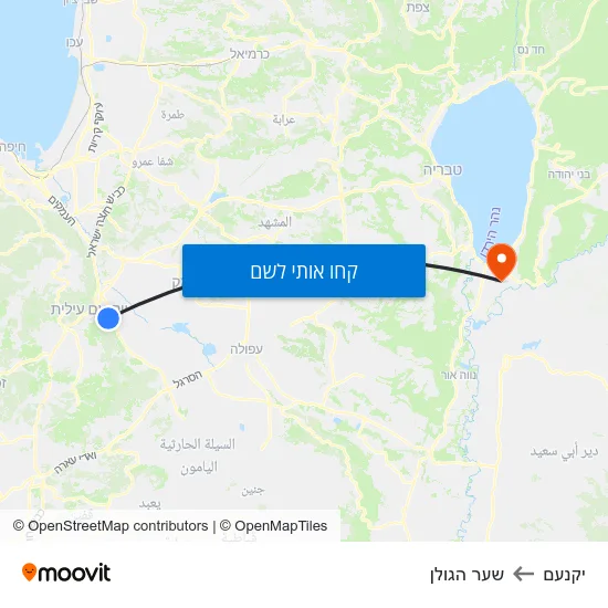מפת יקנעם לשער הגולן