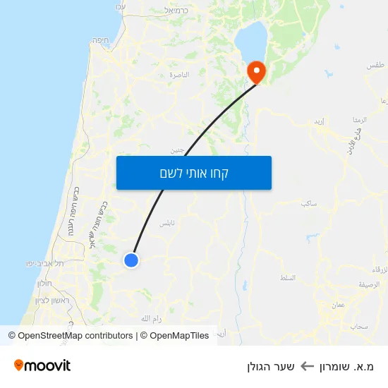 מפת מ.א. שומרון לשער הגולן