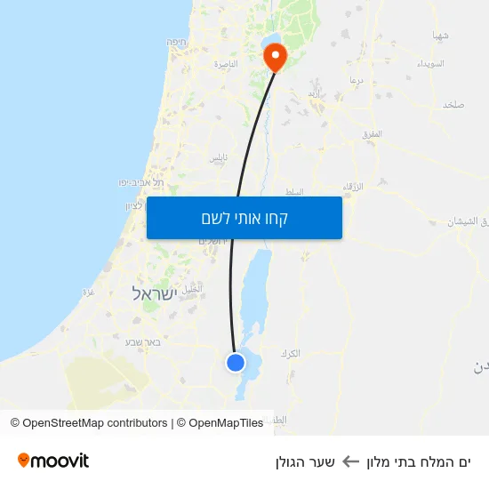 מפת ים המלח בתי מלון לשער הגולן