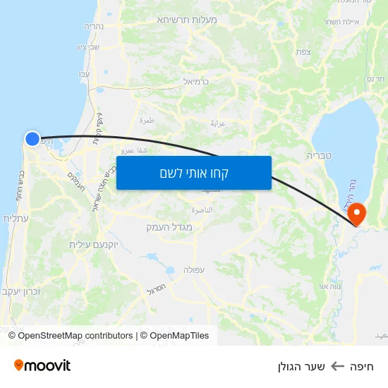 מפת חיפה לשער הגולן