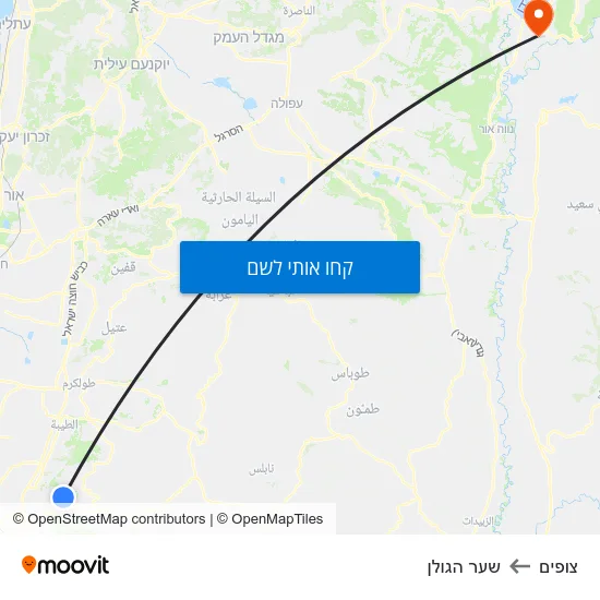 מפת צופים לשער הגולן