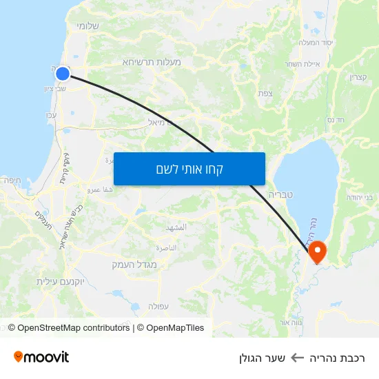 מפת רכבת נהריה לשער הגולן