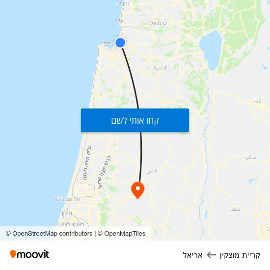 מפת קריית מוצקין לאריאל