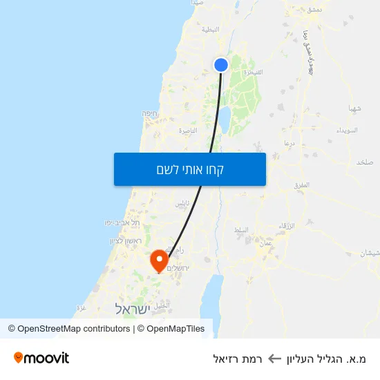 מפת מ.א. הגליל העליון לרמת רזיאל