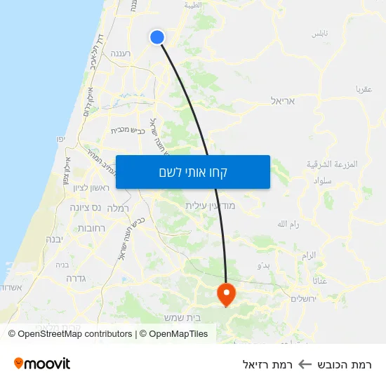 מפת רמת הכובש לרמת רזיאל