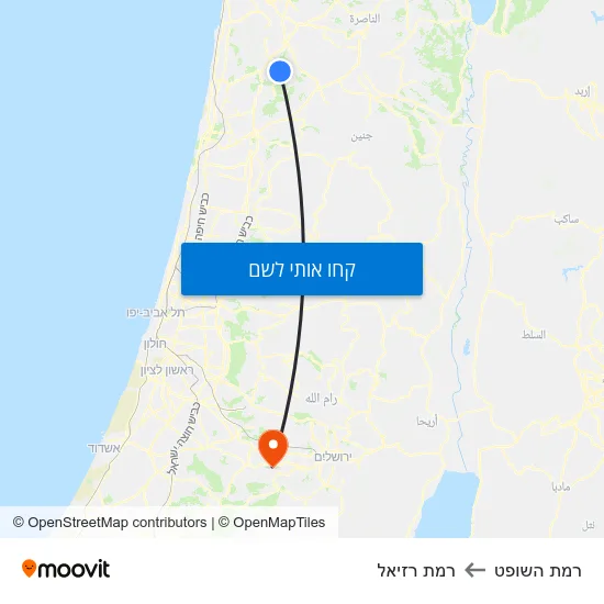 מפת רמת השופט לרמת רזיאל