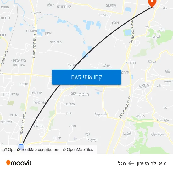 מפת מ.א. לב השרון למגל