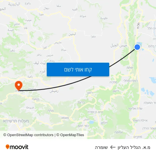 מפת מ.א. הגליל העליון לשומרה