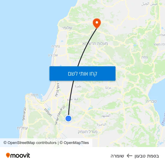 מפת בסמת טבעון לשומרה