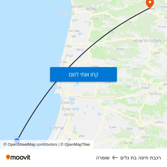 מפת רכבת חיפה בת גלים לשומרה