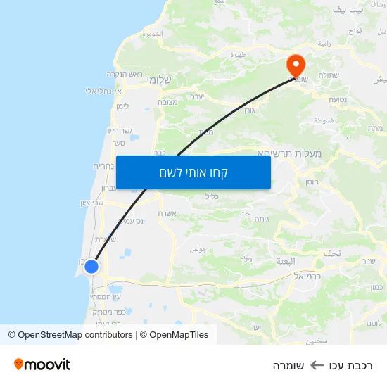 מפת רכבת עכו לשומרה