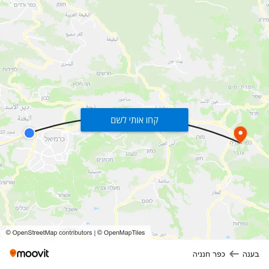 מפת בענה לכפר חנניה