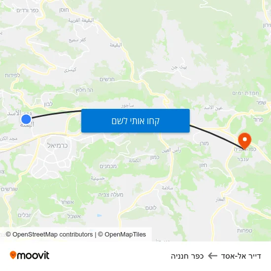 מפת דייר אל-אסד לכפר חנניה