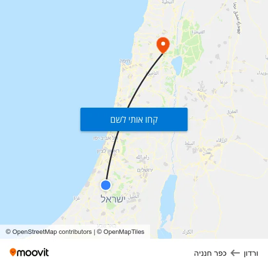 מפת ורדון לכפר חנניה