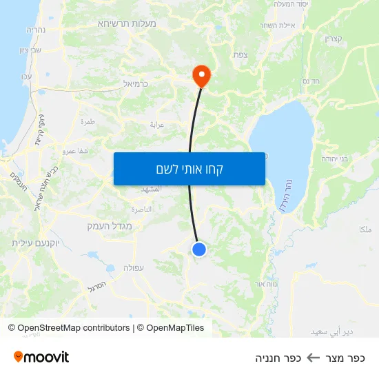 מפת כפר מצר לכפר חנניה