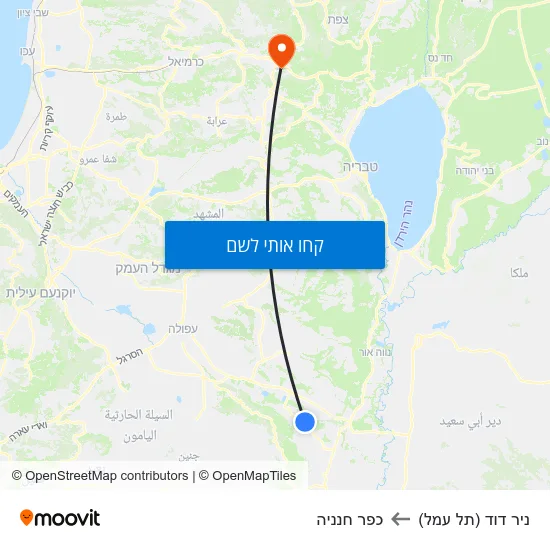 מפת ניר דוד (תל עמל) לכפר חנניה