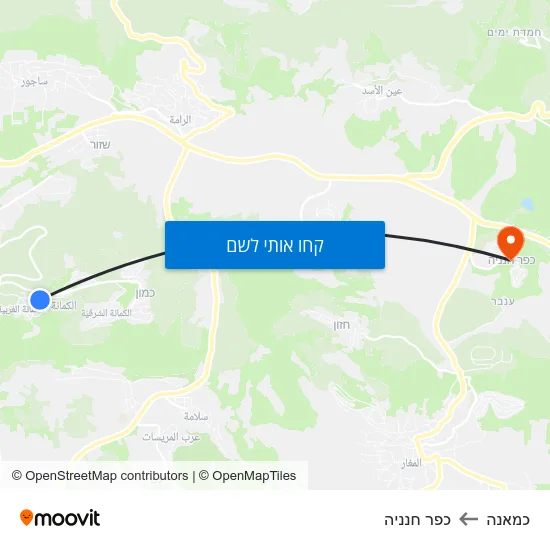 מפת כמאנה לכפר חנניה