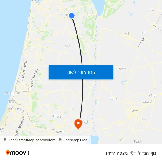 מפת נוף הגליל למצפה יריחו