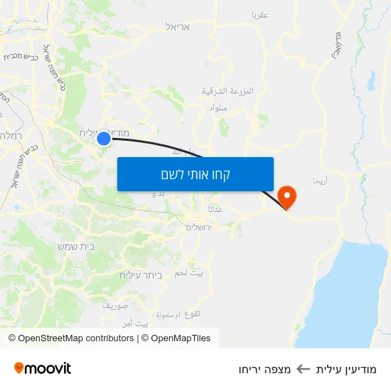 מפת מודיעין עילית למצפה יריחו