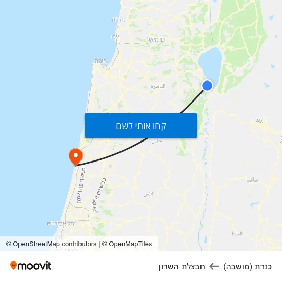 מפת כנרת (מושבה) לחבצלת השרון