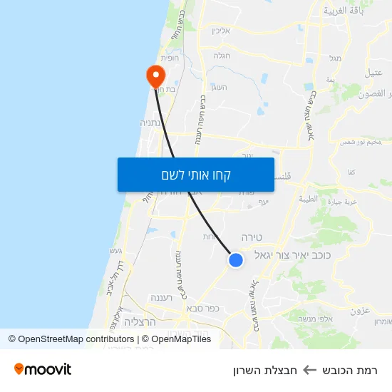 מפת רמת הכובש לחבצלת השרון