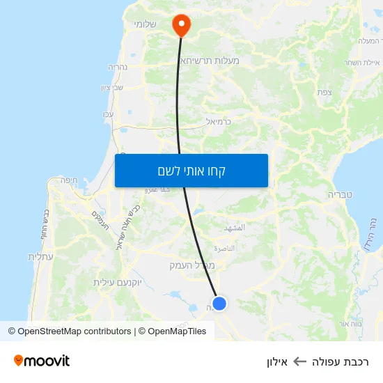 מפת רכבת עפולה לאילון