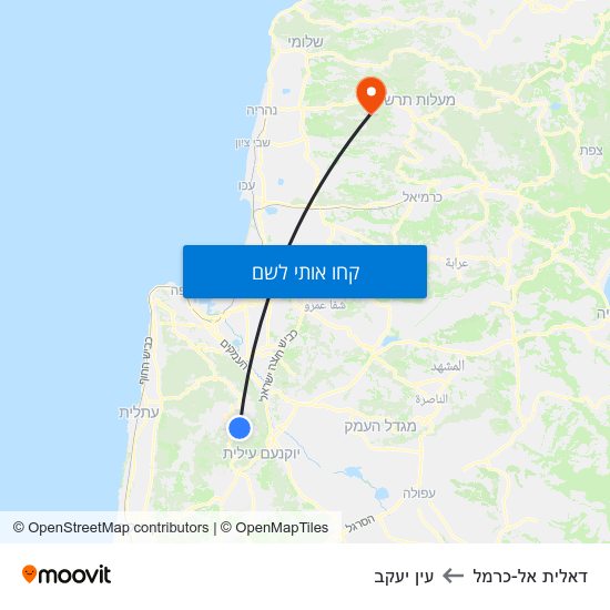 מפת דאלית אל-כרמל לעין יעקב