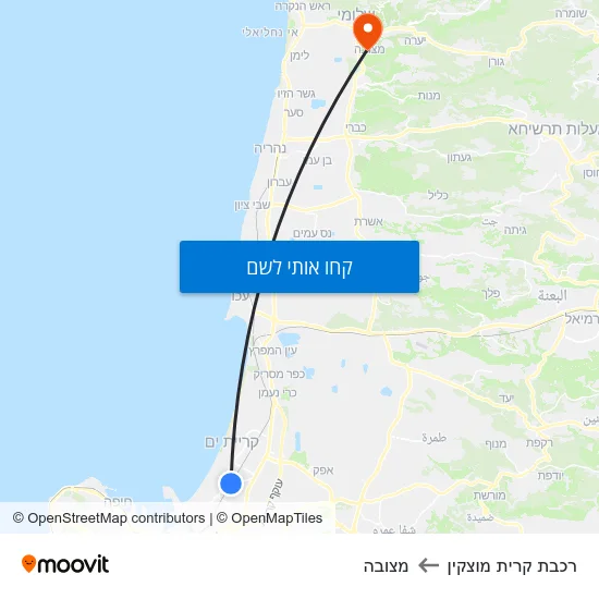 מפת רכבת קרית מוצקין למצובה