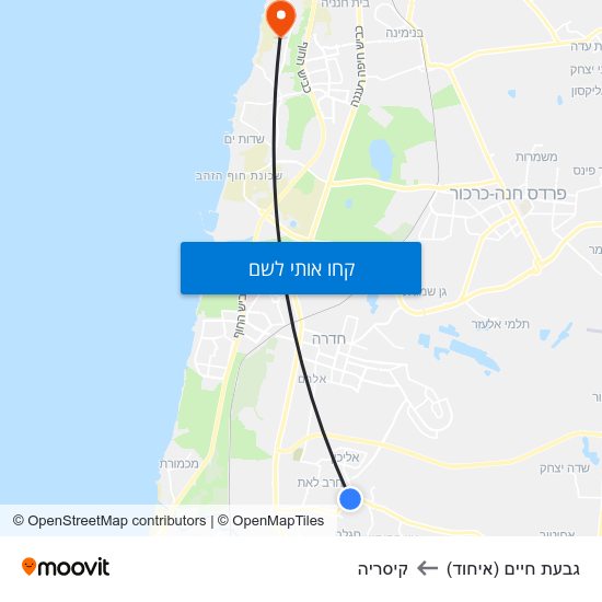 מפת גבעת חיים (איחוד) לקיסריה