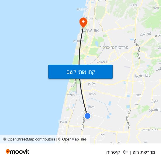 מפת מדרשת רופין לקיסריה