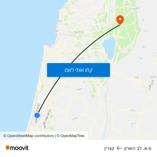 מפת מ.א. לב השרון לקצרין