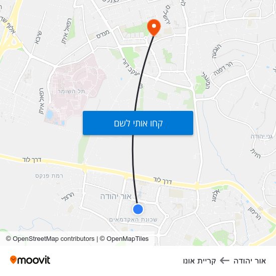 מפת אור יהודה לאור יהודה