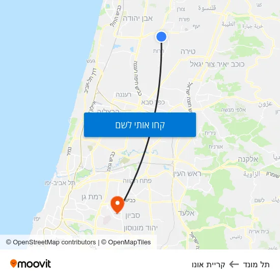מפת תל מונד לקריית אונו