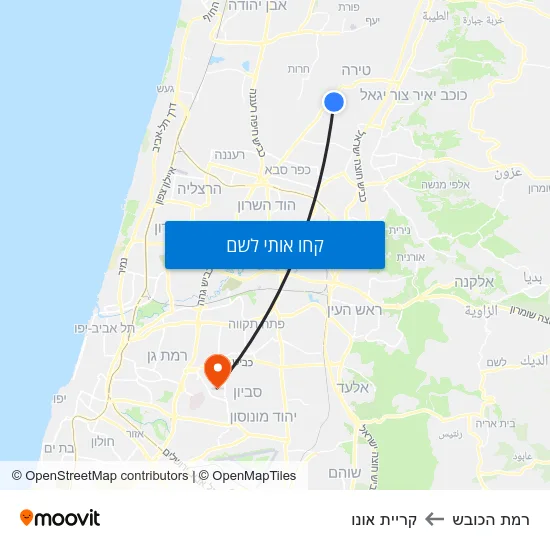 מפת רמת הכובש לקריית אונו