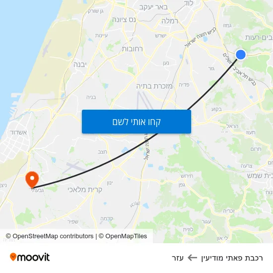 מפת רכבת פאתי מודיעין לעזר