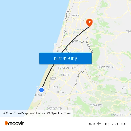 מפת מ.א. חבל יבנה לחגור