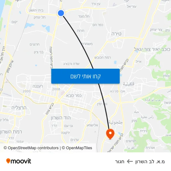 מפת מ.א. לב השרון לחגור