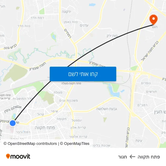 מפת פתח תקווה לחגור