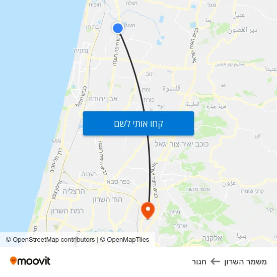 מפת משמר השרון לחגור