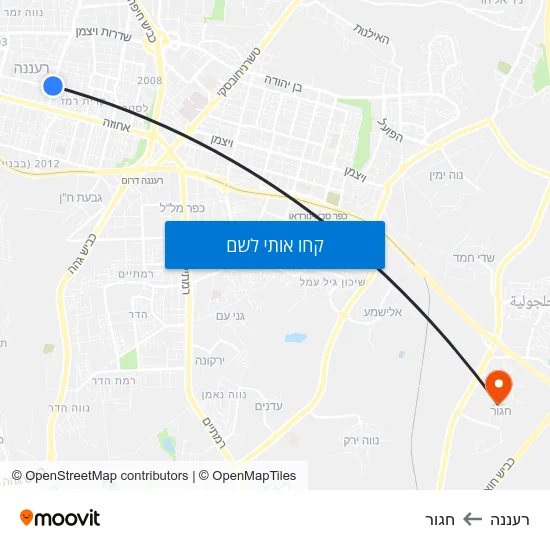 מפת רעננה לחגור