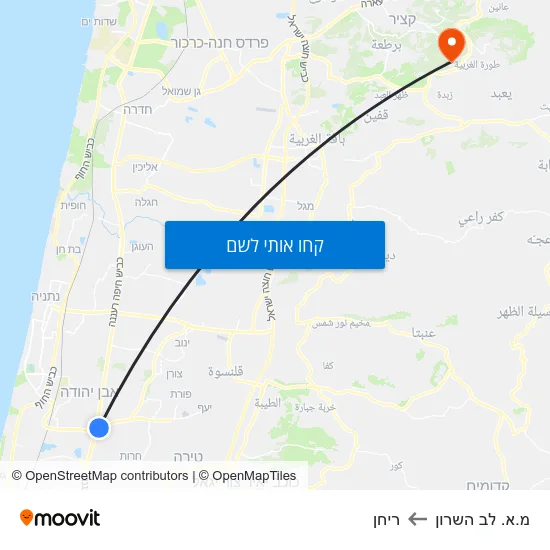 מפת מ.א. לב השרון לריחן