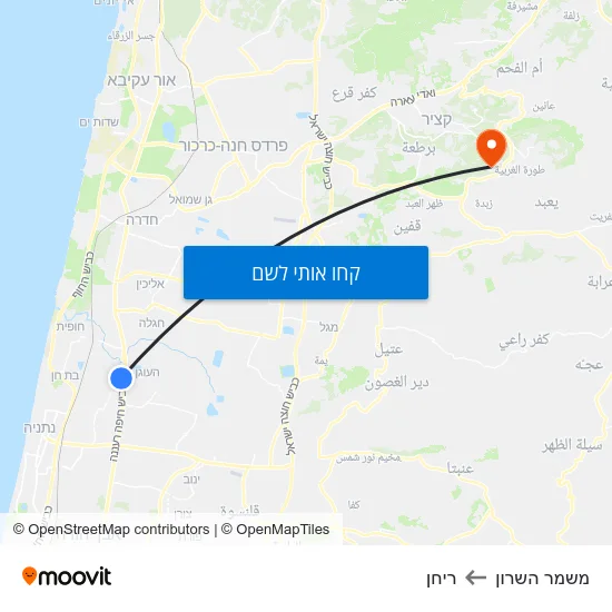 מפת משמר השרון לריחן