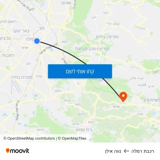 מפת רכבת רמלה לנווה אילן